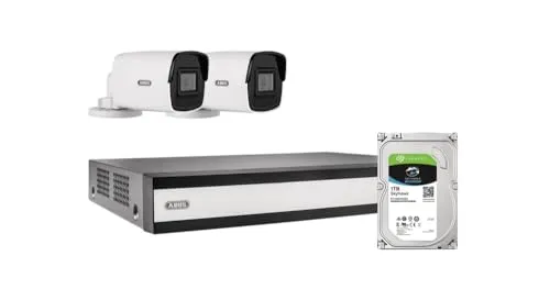 ABUS Security-Center TVVR36423T Komplett-Set - Alarmanlagen und Sicherheit: Inklusive 2 PoE Mini Tube-Kameras für optimale Überwachung und ein benutzerfreundlicher Rekorder für einfache Datenverwaltung.
