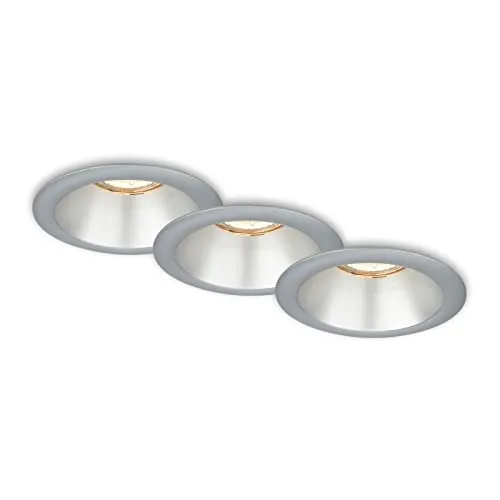 BRILONER Leuchten - 3er Set Einbauleuchten, Einbaulampen, zurückgesetzte Fassung GU10, Einbaustrahler, Chrom-Matt, 95x61 mm