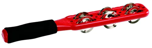 Meinl JG1R Jingle Stick Red - Percussion Jingle Guiro Stick in Rot, erzeugt eindrucksvolle Sounds mit vernickelten Stahlschellen und komfortablem Gummi-Griff für kreatives Musizieren.