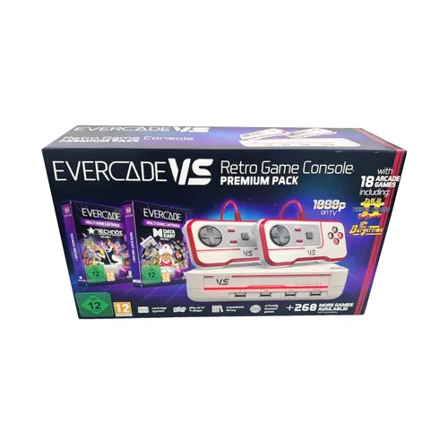 Blaze Evercade VS Premium Pack - Retro Game Konsole mit 18 Spielen - Konsolen mit Wi-Fi-Fähigkeit für Online-Features und 1080p Auflösung, ideal für Retro-Gaming-Fans.