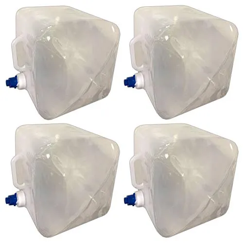 HAC24 4er Set Wasserkanister 14 Liter Faltbar Lebensmittelecht Für Trinkwasser Geeignet Trinkwasserkanister Wassertank Mit Hahn Kunststoffkanister Camping Wasser Kanister