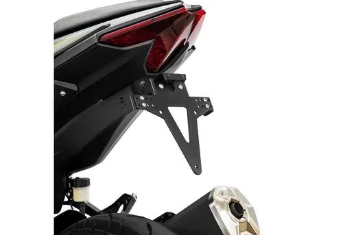 ZIEGER Kennzeichenhalter Classic Complete für Kawasaki Z500 - Motorradzubehör in elegantem Schwarz, inklusive Montageset und Blinkerhaltern für eine einfache Installation und optimale Sichtbarkeit.
