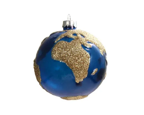 INGE-GLAS® Christbaumschmuck INGE-GLAS® Weihnachts-Hänger Erdkugel goldfarben-blau (1-tlg)