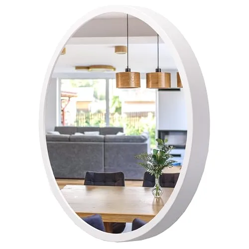 STOLARNIA PIKA Spiegel Rund Holz Weiß in weiß von STOLARNIA PIKA