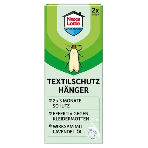 Nexa Lotte Textilschutzhänger 2 Stück Kleiderschrank Lavendel 3 Monate | 2 x 3 Monate Schutz | Hält Motten von Kleidung fern | Anwendungsfertiger Textilschutz Hänger