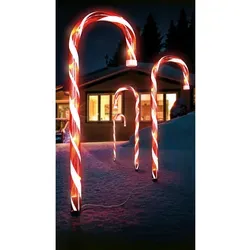 Mojawo 4er Set LED-Gartenleuchtstäbe Zuckerstange – Festliche Beleuchtung - 4er Set Gartenleuchtstäbe mit 32 warmen LEDs, ideal für stimmungsvolle Weihnachtsbeleuchtung drinnen und draußen. Mit Auto-Timer-Funktion für einfachen Betrieb.