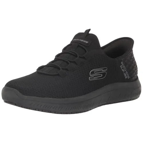 Skechers Herren Sumit Sr Slip Ins Work Slipper, schwarz/weiß, 41 EU - Slipper & Mokassins für Herren, rutschfeste Sohle für sicheren Halt bei der Arbeit und den ganzen Tag bequem.