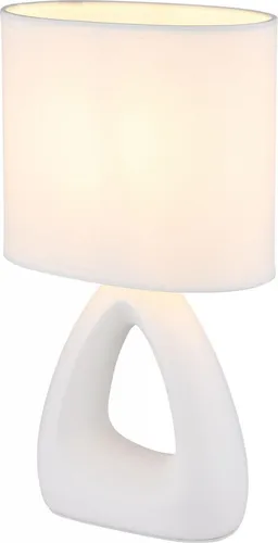 Moderne Beistellleuchte E14 in Weiß aus Keramik und Textil - Stilvolle Tischleuchte für jeden Raum, ideal als Nachttischlampe oder Leseleuchte. Kompakt und elegant, sorgt für angenehmes Licht und setzt Akzente in Ihrem Wohnbereich.