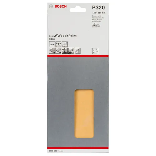 Bosch Schleifblatt C470 115 x 280 mm 320 Körnung, ungelocht, gespannt, 10er-Pack