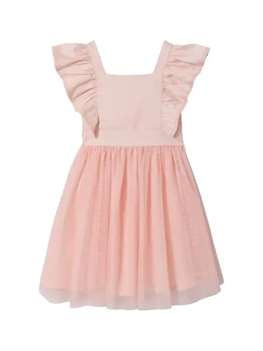 vertbaudet Festliches Mädchen Volantkleid aus Musselin & Tüll in Rosa 98/104
