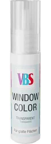 VBS Window Color 20ml wasserbasiert, wasserverdünnbar, wasserfest, lichtecht, geruchsneutral, Linerflasche, Fensterdekorationen Malfarbe Farbe Bastelfarbe Transparent