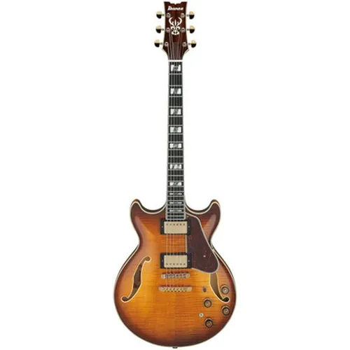 Ibanez AM153FM-ATT Semi-Hollow Gitarre - Handliche Semi-Hollow Gitarre mit atemberaubendem Flamed Maple, ausgestattet mit Super 58 Humbucker für kraftvollen Klang. Ideal für komfortables Spielen und kreative Musikmomente.
