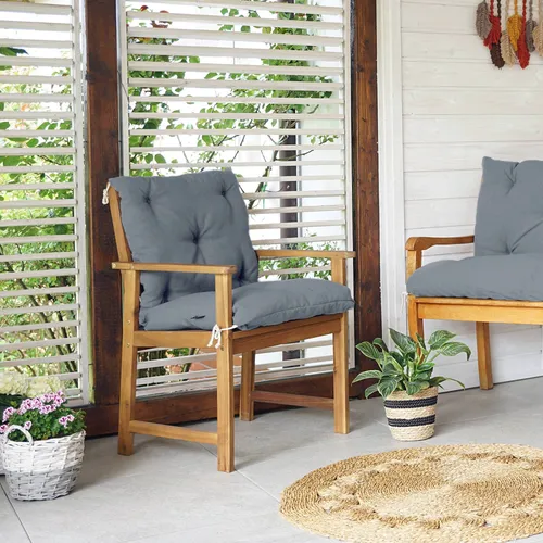 4L Textil Stuhlauflagen UV-beständig Sitzkissen Gartenstuhl Gartenstuhlauflagen Polsterauflage Sitzpolster wetterfest (50x70x50 cm, Dunkelgrau)