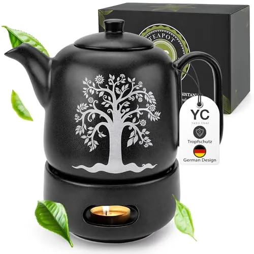 YC Yang Chai Teekanne mit Stövchen in schwarz von YC YANG CHAI
