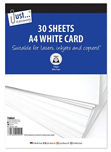 Just Stationery 30 Blatt von Bristol weiß A4