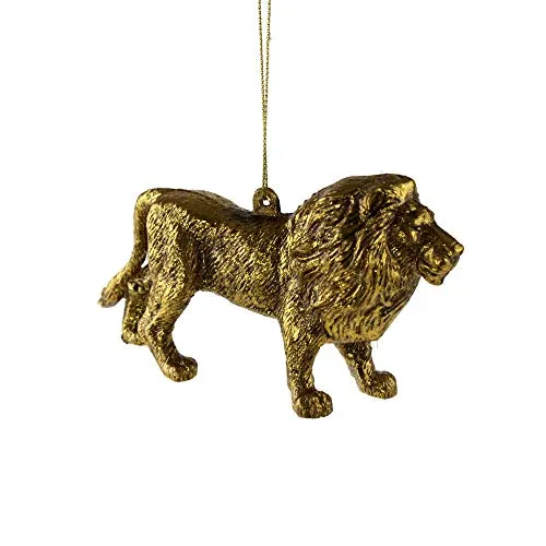 itsisa Hänger Löwe Gold, Baumschmuck Afrika Tiere, Baumkugel, Weihnachtsdeko, Christbaumkugel