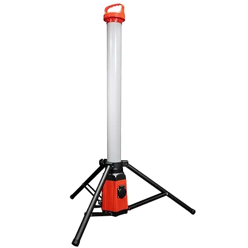 Grafner Profi LED Tower Baustrahler 7500 Lumen - Strahler für Arbeitsbeleuchtung mit 100 Watt und 360° Beleuchtung. Ideal für Baustellen, ausgestattet mit einer Steckdose für zusätzliche Geräte und klappbarem Stativ für einfache Mobilität.