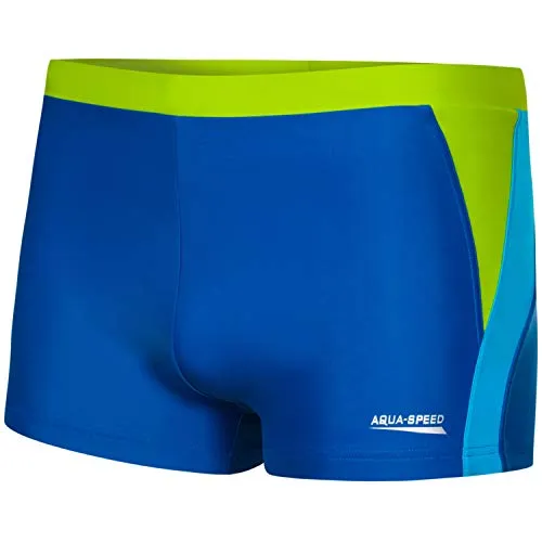 Aqua Speed Dario Badehose Herren mit gratis eBook | Blaue Kastenbadehose für Sport und Freizeit - DARIO | Dreifarbige Badehose mit innovativem Vita-Gewebe. IDEAL FÜR TRAINING | Mittlere Beinlänge, innerer Kordelzug und gefütterter Frontbereich. HOHE QUALITÄT | UV- und chlorresistent, formbeständig und weich für besten Tragekomfort. GRATIS: E-Book beim Kauf!