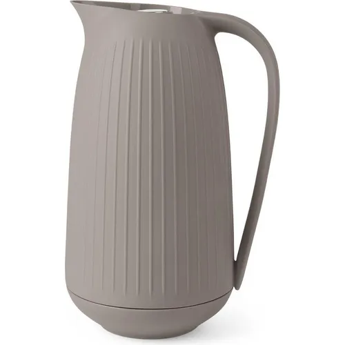 Kähler Design Hammershøi Isolierkanne 1L - Elegante Thermokanne in warmem Grau - Thermobehälter mit 1 Liter Volumen, ideal für stilvolle Kaffeetafeln. Die Hammershøi-Rillen und der integrierte Griff bieten elegantes Design und praktische Handhabung.