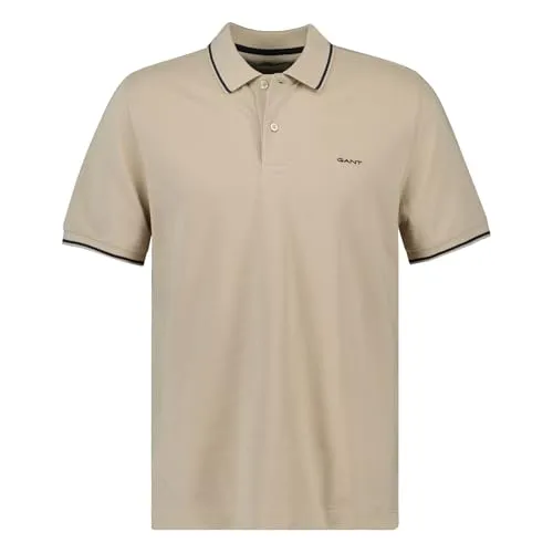 Gant Poloshirt TIPPING SS PIQUE POLO beige M - Herren-Shirt aus 100% Baumwolle, bequem und stylish mit Polokragen, ideal für lässige Anlässe.