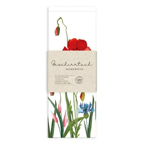 Grätz Verlag Geschirrtuch 100% Baumwolle, Geschenkidee, Küchen Accessoire, Motiv, Geschenk, Küche, Kochen, Grillen (Mohnwiese)