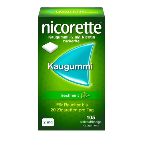 nicorette Kaugummi 2mg Freshmint - Rauchentwöhnung, rezeptfrei von Johnson & Johnson, 105 Stück für effektive Unterstützung beim Aufhören