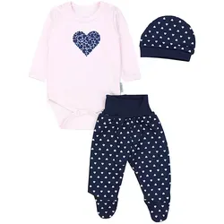 TupTam Langarmbody Baby Mädchen Jungen Bekleidungsset Langarmbody Hose Mütze mit Spruch bunt|grau|rosa 56
