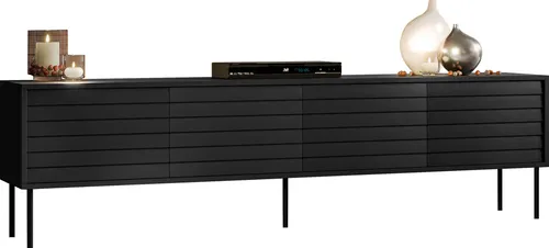 MIRJAN24 TV-Lowboard Cortina 200 4D - Modernes TV-Lowboard mit 4 Drehtüren und stylishen schwarzen Stahlfüßen, ideal für dein Wohnzimmer. Maße: 200x55x40 cm, einfache Montage.