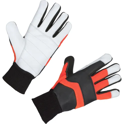 Kerbl Motorsägenhandschuh Forester Gr. 10 - Sicherer Schutz für Holzarbeiten - Arbeitshandschuhe mit 12-lagiger Schnittschutzeinlage und robustem Ziegenleder, ideal für Holzfällerarbeiten und Baumpflege. Leicht, atmungsaktiv und nach DIN EN ISO 11393-4:2019 zertifiziert.