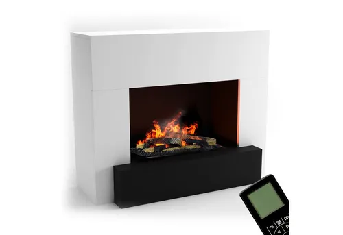 GLOW FIRE Wasserdampf Kamin HAUPTMANN - Realistischer Elektrokamin mit 3D-Flammen und Fernbedienung - Elektrischer Kamin mit patentierter Opti-Myst-Technik für täuschend echte Flammen und gemütlichen Knistereffekt, ideal für ein modernes Wohnzimmer.