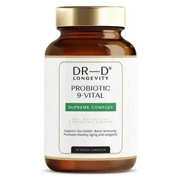 Probiotic 9-Vital – Hochdosierter Präbiotik- und Probiotik-Komplex mit 200 Milliarden lebenden Bakterien 30 Kapseln | DR-D