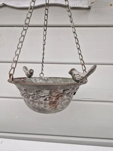 Vogeltränke Vogelfutterschale Eisen zum Hängen 23x17xH10cm + 40cm