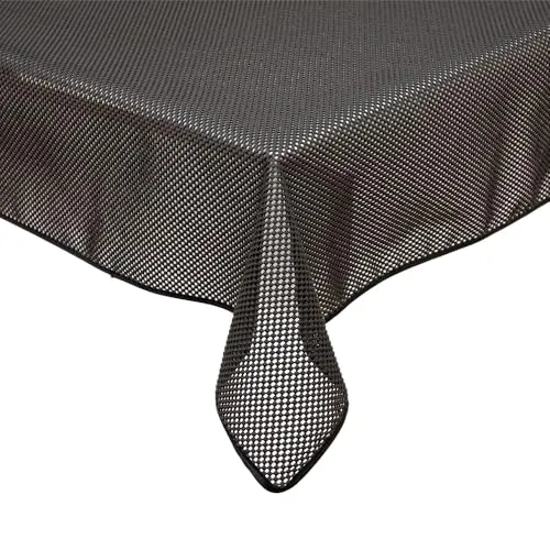 texpot Gartentischdecke 140 x 180 cm oval schwarz Karo wetterfest geschäumt rutschfest