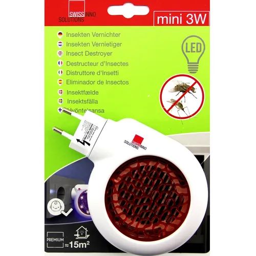 SWISSINNO Mini Elektrische Insekten-Falle LED 3 Watt - Chemiefrei und sicher, kompakt für effektive Mücken- und Fliegenabwehr in Innenräumen