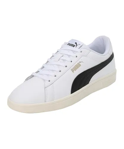 Puma Smash 3.0 L Sneaker - Weiß-Schwarz-Gold, Größe EU 38 - Sneaker aus Leder mit SoftFoam+ Dämpfung für optimalen Komfort. Ideal für Alltag und Sport, sorgt für einen stylishen Look.