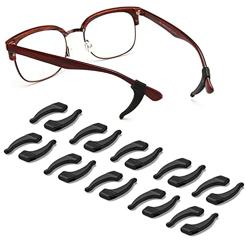OPUGIT Antirutsch Brillen Ohrbügel, Silikon Gläser Ohrhaken,10 Paar Komfort Halter Überzüge für Brillen Sonnenbrillen,Schwarz