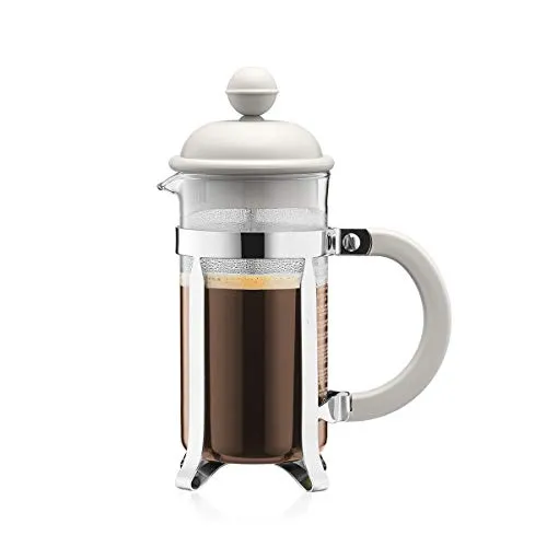 Bodum Caffettiera French Press Weiß – 350ml – Klassischer Kaffeebereiter aus Borosilikatglas