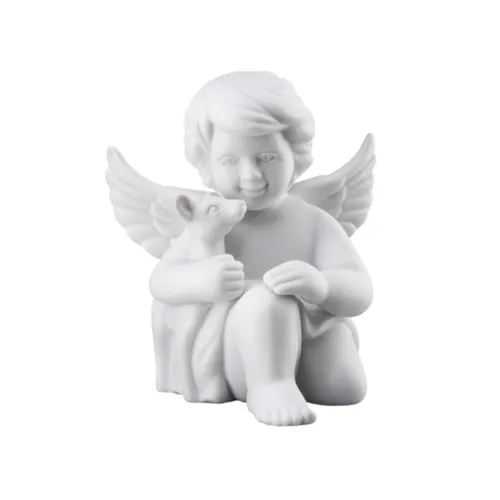 Rosenthal Dekofigur Engel mit Bambi - Figuren, Skulpturen & Statuen, edle Porzellanfigur in Weiß, perfektes Geschenk oder stilvolle Dekoration für Ihr Zuhause