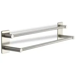 SO-TECH® Handtuchhalter Selbstklebende Hakenleiste TALIDA 435 - 735 mm aus Edelstahl, 435 mm, zweifache Leiste, mit 3 S-Haken silberfarben 2-fache Leiste | 43.5 cm