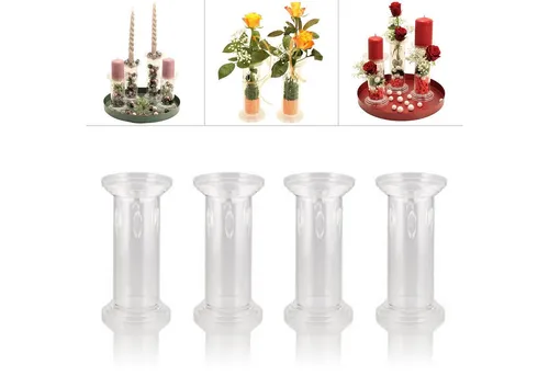 Online-Fuchs Kerzenhalter Gestecke und Vasen als Kerzenständer von Velou ® zum Dekorieren (Kreativ, zum selber gestalten, verschiedene Höhen (14, 16,5 und 19,5 cm) und Anzahl wählbar), aus Plastik, transparent, wasserdicht