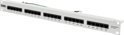 Digitus 25-KR G ISDN Patchpanel - Lichtgrau (RAL 7035), ideal für stabile Festnetztelefon-Verbindungen