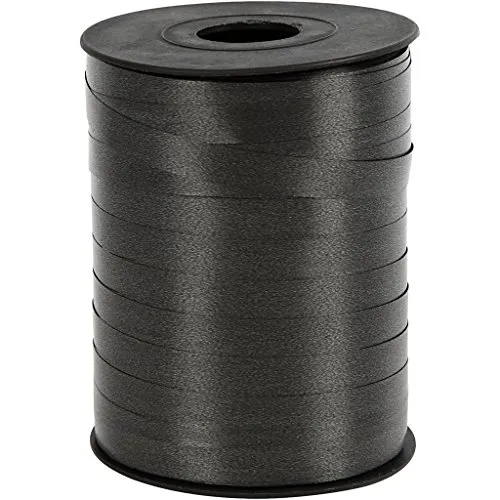 Kräuselband, B: 10 mm, schwarz, glänzend, 250m