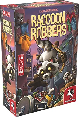 Pegasus Spiele 52156G Raccoon Robbers - Familienspiel - Gesellschaftsspiele; Spannendes Brettspiel mit cleveren Strategien für die ganze Familie, ideal für Spieleabende.