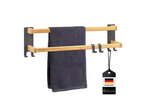 eluno Handtuchständer aus grauem Metall und Bambus in grau von eluno
