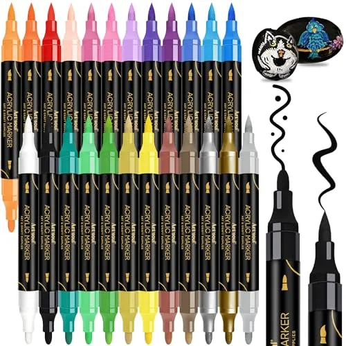 Acryl Marker Set 24 Farben Dual Tip – Vielseitige Acrylstifte für kreative Projekte