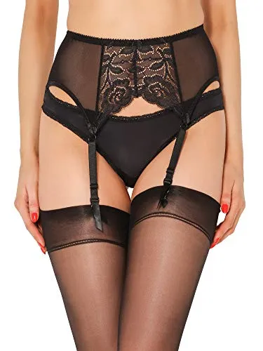 Merry Style Damen Strumpfgürtel 911 (Schwarz4, S)