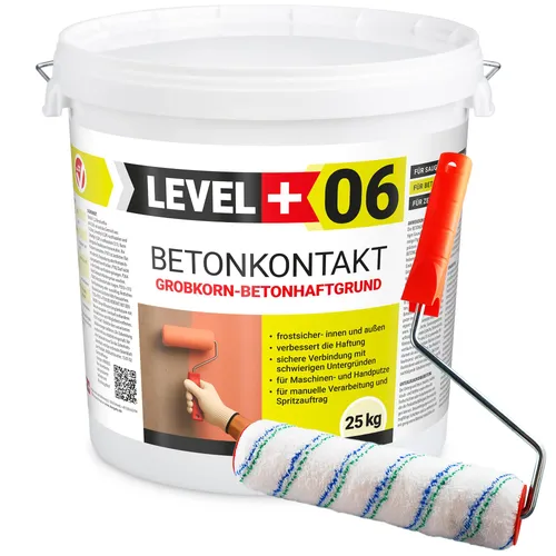 Betonkontakt Haftbrücke Putzgrund 25Kg mit Farbroller - Hochwertige Grundierung auf Latexbasis für Beton und Keramik, ideal für glatte Oberflächen. Enthält einen 25cm Mikrofaser Farbroller für einfaches und präzises Auftragen.