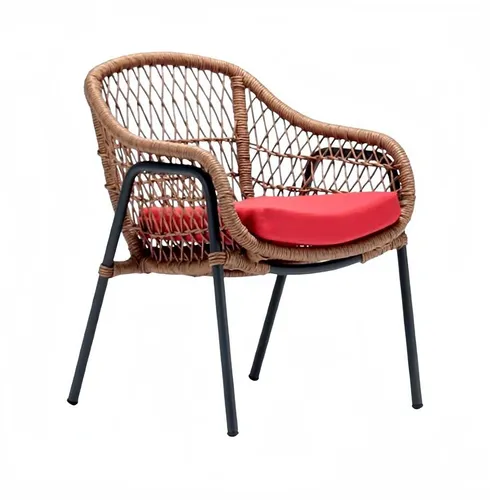 Luxus Rattan Sessel für Terrasse und Balkon - Eleganter Sessel aus hochwertigem Rattan, gepolstert für maximalen Komfort. Ideal für entspannte Stunden im Freien. Maße: 67x60x81 cm, Sitzhöhe: 44 cm.