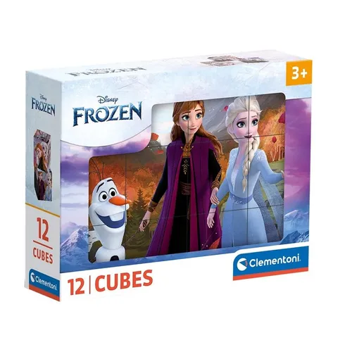 Clementoni Disney Frozen 12 Würfel Puzzle - Geschicklichkeitsspiel für Kinder ab 3 Jahren, fördert Kreativität und Feinmotorik durch abwechslungsreiche Designs