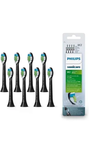 Philips Sonicare HX6068 W2 Optimal White - 8er Set Austausch-Bürstenköpfe in Schwarz, für bis zu 100 % weißere Zähne in nur einer Woche